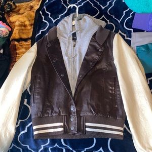 Brown/cream/gray leather Jacket